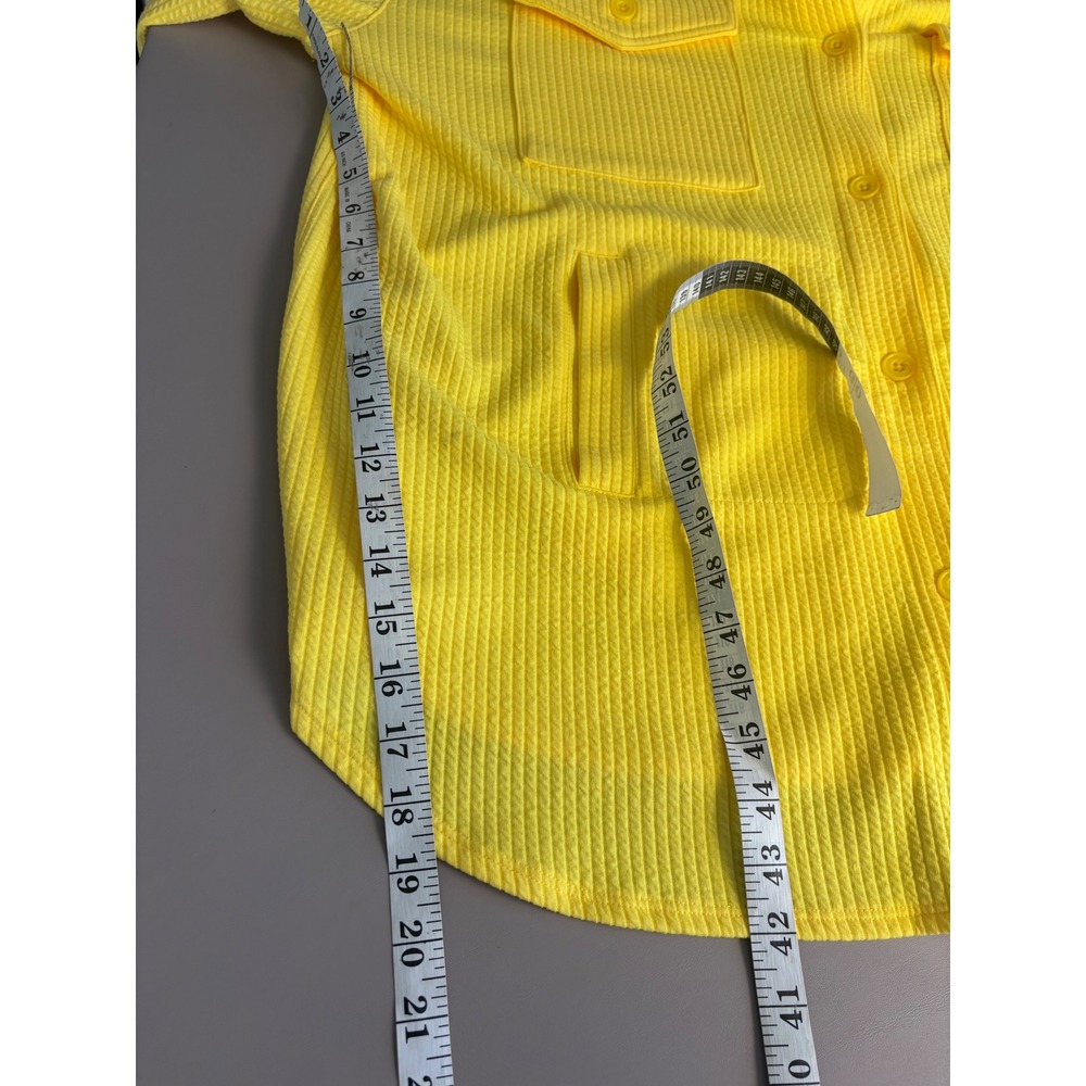 Ruby Rd. Woman Yellow Waffle Knit Button Front Shirt Jacket Size 2X - Picture 8 of 9
